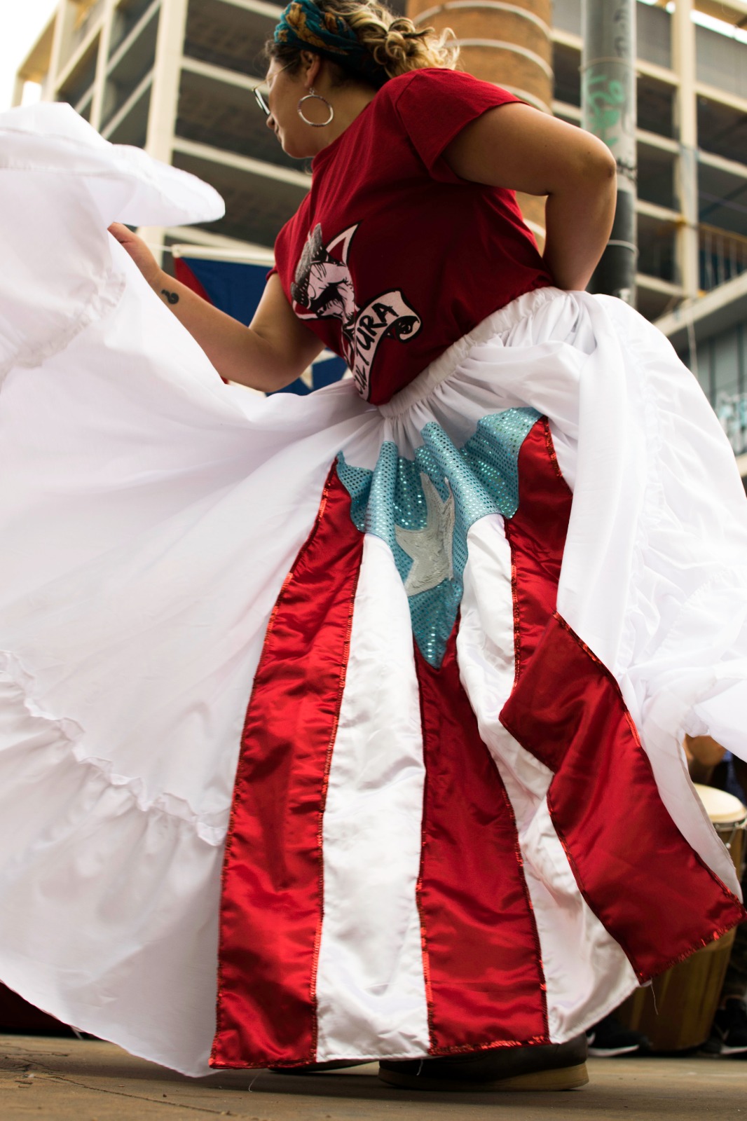 Dancer in a Puerto Rican flag dress