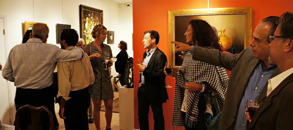 Collectors at a gallery opening